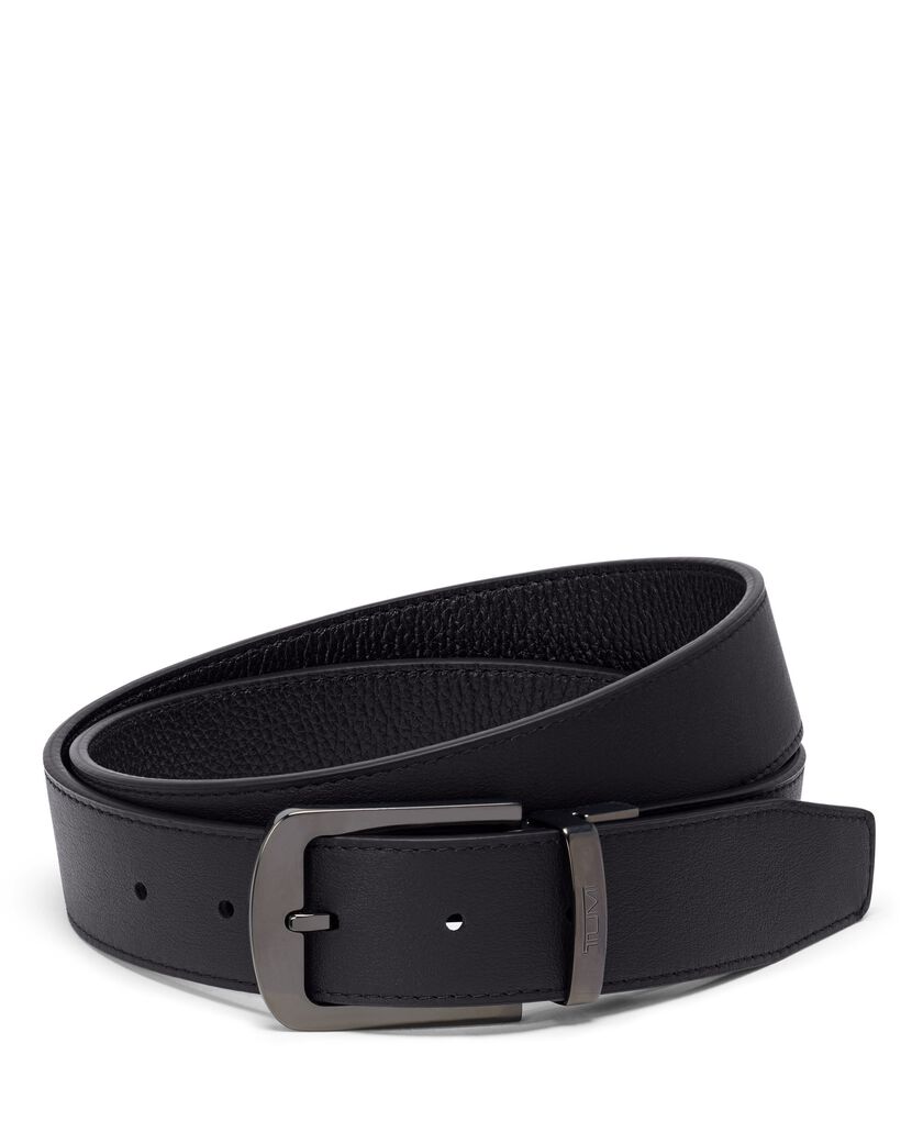 Round Reversible Pebbled/Smooth Leather Belt 35mm &ndash; One Size 44  hi-res | TUMI